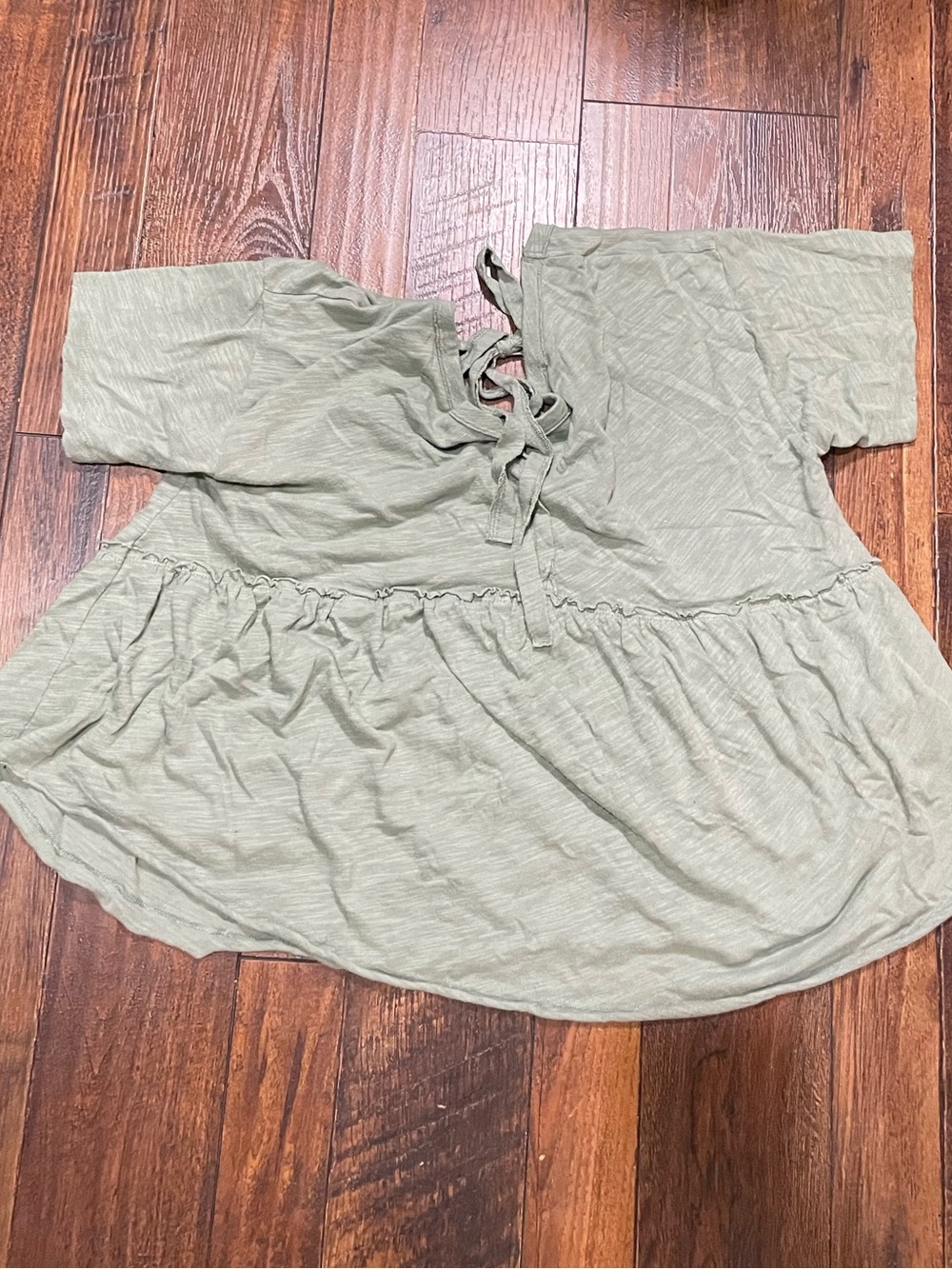 American Eagle Outfitters Sage Green Peplum Tie-Front Top